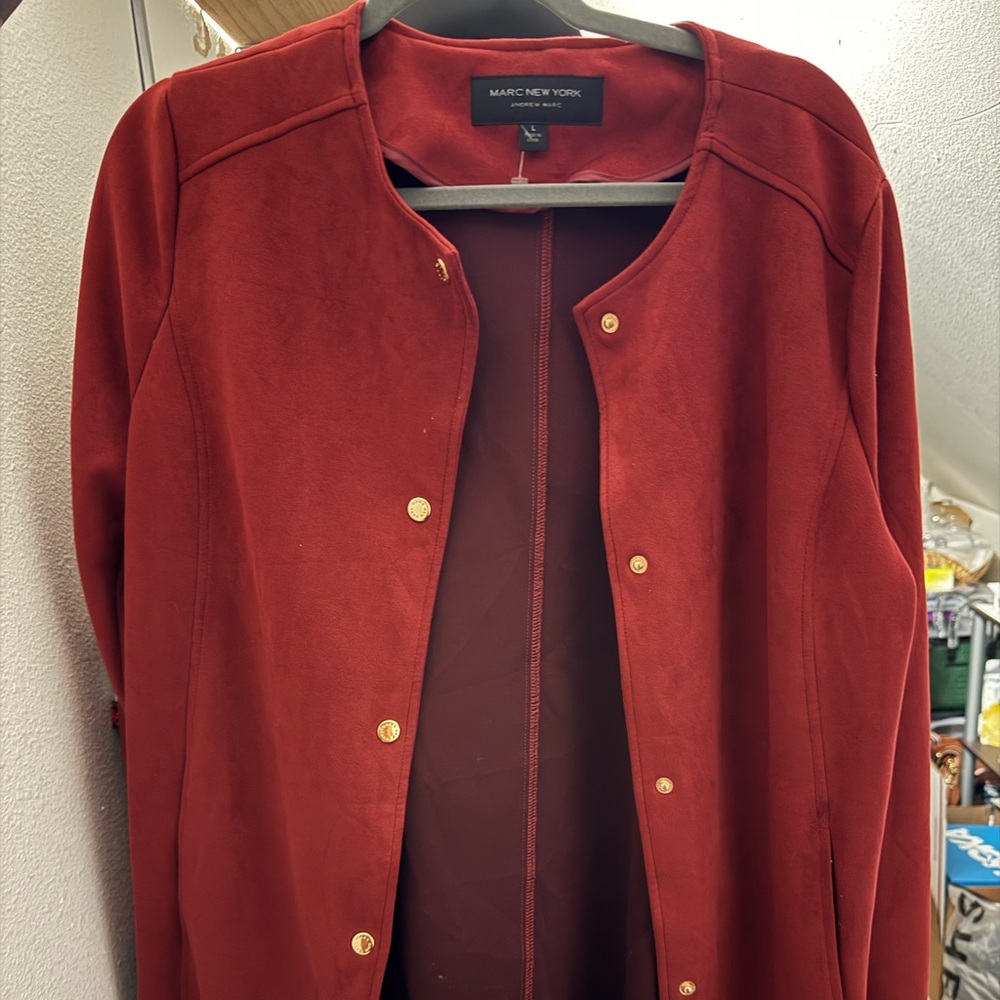 Marc New York Women's Burgundy Suede Trench Coat
